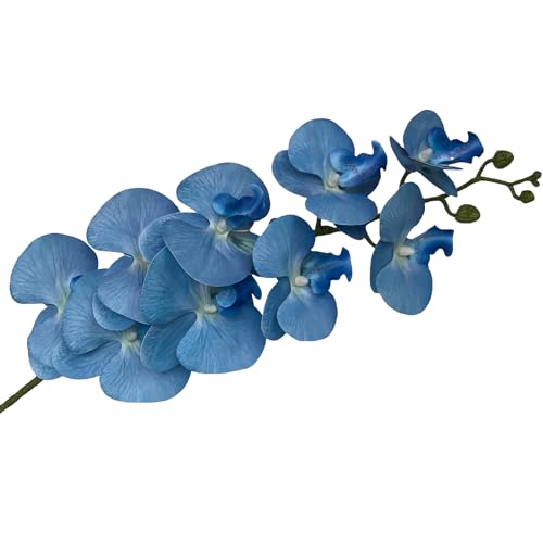 FagusHome Artificial Phalaenopsis Flowers Branches 9 Large Blooms Artificial Orchid Flowers Stem Plants 42 Inches 2 Pcs for Home Wedding Décor (Blue) - color: Blue