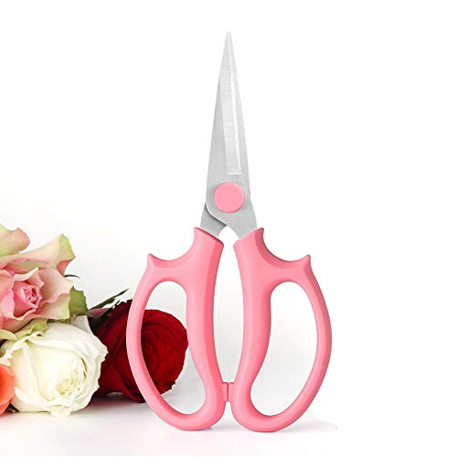Leize Flower Scissors, Premium Thickened Stainless Steel Floral Shears, Strong Pruner for Flowers, Branches and Leaves (Pink Slender) - color: Pink Slender