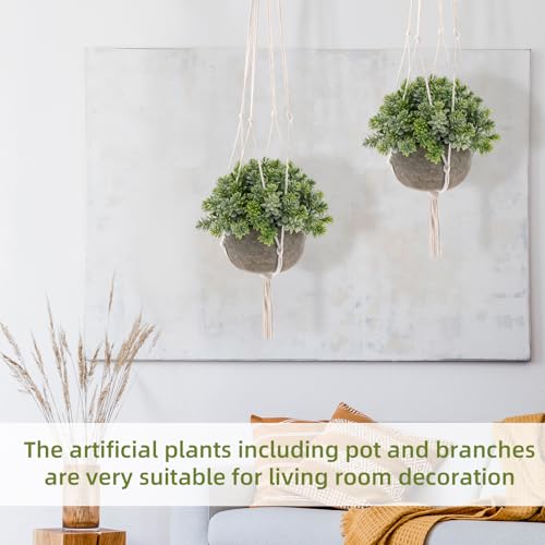 Gresorth 2 Pack Artificial Hanging Plant Decoration Fake Draping Potted Plant Display Realistic Faux Topiaries Model for Patio Birthday Garden - with Hanging Rope - color: E - 2 Pack