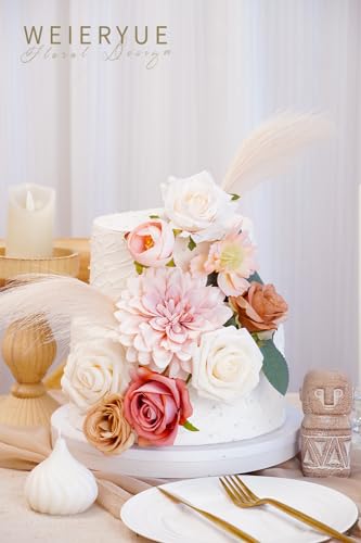 Champagne Artificial Flowers Combo Box Wedding Decor,Fake Flowers,Flowers for Decoration,Silk Flowers for Home Decor Indoor,Cake Flowers,Faux Flowers for Crafts - color: Nude Champagne