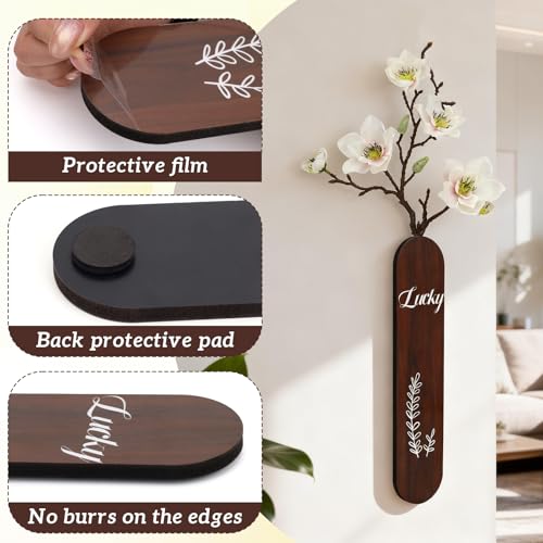 Woration 1Pack Wooden Sign Hanging Wall Decoration with Artificial Magnolia Flower, Decorative Wood Vase Fake Plants Indoor for Home Living Room Bedroom Farmhouse - Brown - color: Artificial Magnolia Flower