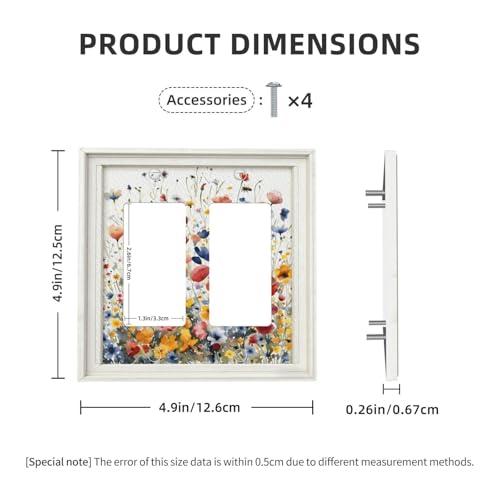 Decorative Art Light Switch Covers Watercolor Wildflower Bouquet 2 Gang Single Toggle Duplex Combination Electrical Faceplate Switchplate Wall Plate for Home Decor - color: Watercolor Wildflower Bouquet, size: 2-Gang Rocker /4.6 x 4.5 IN