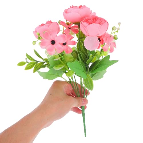 Toyvian 4pcs Artificial Peony Flowers with Long Stem Simulation Flower Bouquet Pink for Wedding Home Décor Photography Prop