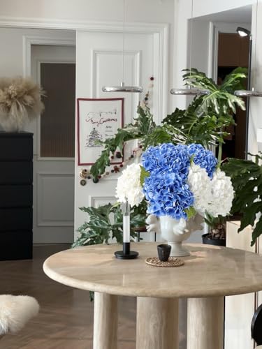 YalzoneMet 3 PCS Dark Blue Hydrangea Artificial Flowers 21 inches Real Touch Faux Latex Hydrangea Flowers for Wedding Tables Centerpieces Royal Blue Fake Flowers for Party Home Kitchen Decor - color: Dark Blue
