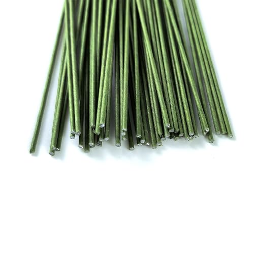 18 Gauge Floral Stem Wire, 13 Inch, Dark Green, 100 Pcs | Paper Wrapped Craft Wire, For Flower Arranging, DIY Crafts - size: 18 Gauge