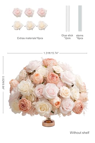 2pcs Large Artificial Flowers Centerpieces Decor for Tables Floral Arrangement Bouquet for Wedding Reception Aisle Ceremony Party Flowers Balls (Without Stand) (2pcs 15'' Mix Pink) - color: 2pcs 15'' Mix Pink