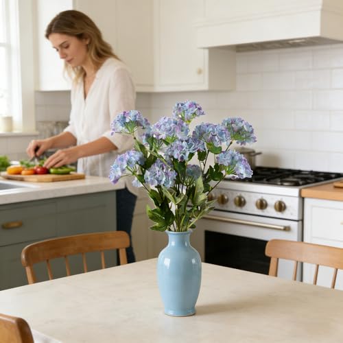 Hydrangea Artificial Flowers, Faux Hydrangea Flowers Bouquet Silk Flowers with Stems for Vase Home Floral Arrangements Wedding Bouquets Table Centerpiece Decorations