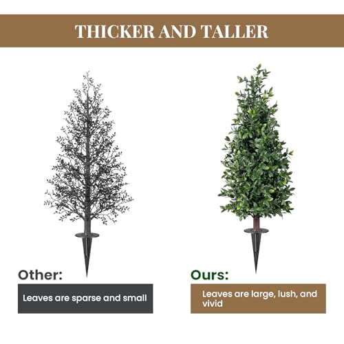 2FT Artificial Boxwood Topiary Trees with Ground Spike, 2 Pack Faux Boxwood Topiaries Cone Bushes Trees UV Resistant Artificial Shrubs for Indoor Outdoor Front Porch Garden - color: Boxwood-3
