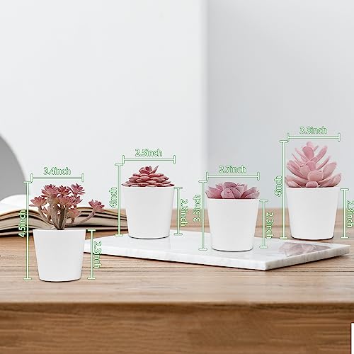 Uguisu 4-piece Set of mini Succulent Fake Plant pots, Artificial Kuan Yin Fake Plants, Small Artificial Plant pots, Bohemian Decoration for the Family Room (Pink Purple) - color: Pink Purple