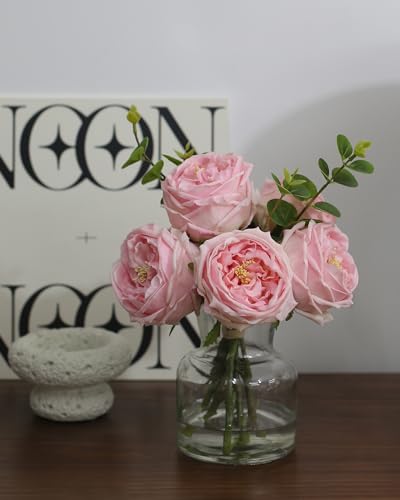 CHASMILE Artificial Flowers with Pink Roses in Vase, Lifelike Fake Flowers in Vase, Faux Flower Arrangements for Dining Table Centerpiece Decor, Table Centerpieces for Dining Room - color: Pink Simulated Rose With Vase