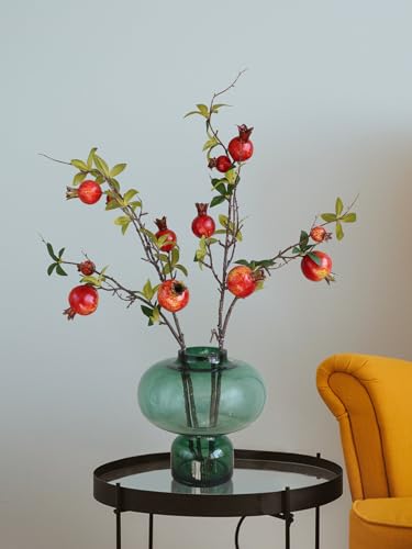 Forlaoers 2pcs Red Berry Stems Pomegranate Faux Flowers Fall Fake Floral Artificial Fruits Decor Tall Branches for Vase Room Dining Table Arrangements Christmas Tree Decorations Indoor - color: B:2 Red