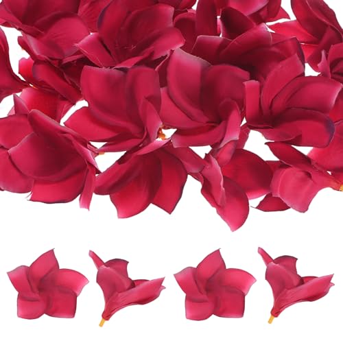M METERXITY 10-Pack Artificial Plumeria Flowers, Fake Silk Heads Flower Hawaiian Plumeria Petal for DIY Crafts/Dress/Wedding/Party Decoration [Rose Red, 3.9"/ 10cm] - color: Rose Red