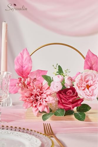 Serwalin 2Pcs Artificial Flowers Hot Pink Fake Flowers for Home Decor Silk Flowers for DIY Flowers for Decorations Table Centerpieces Cake Flowers Wedding Flowers Spring Flowers - color: A Abby Hot Pink, size: 2 Boxes