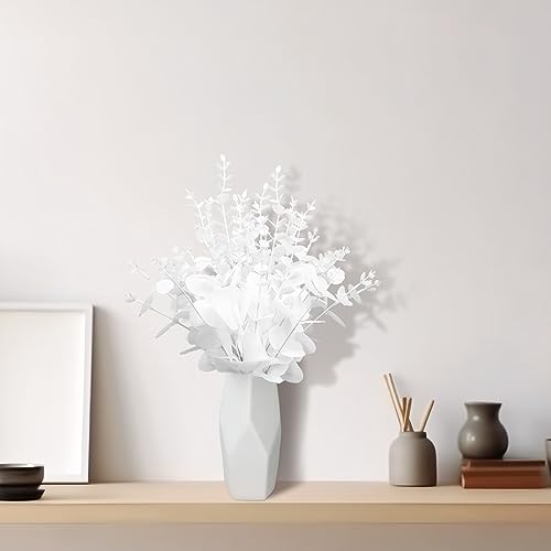 Giegxin 90 Pcs 3 Kinds Mixed Artificial Eucalyptus Leaves Stems Bulk Silver Dollar Leaves Picks Dried Eucalyptus Bundle Faux Spray for Wedding Vase Bouquet Floral Arrangement (White) - color: White