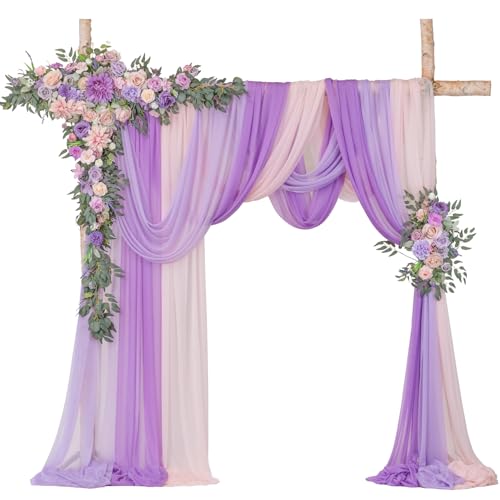 TINGE TIME Artificial Arch Flowers Kit Pack of 5, Wedding Decorations for Reception with Hanging Flowers, Wedding Arch Silk Floral Arrangements Ceremony Backdrop Bridal Shower Outdoor Party Decor - color: Violet&mistyrose