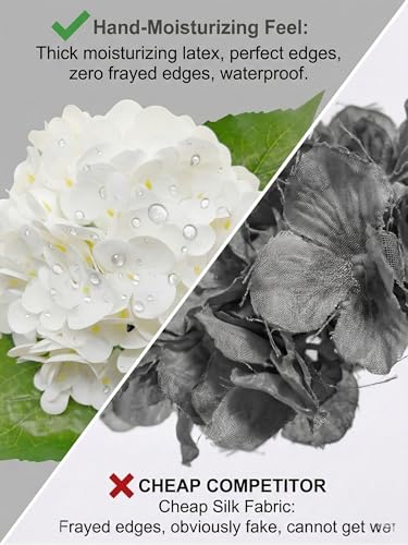 3 Pcs Real Touch White Hydrangea Artificial Flowers - 20" Large Jumbo 3D Latex Creamy White Faux Hydrangeas for Wedding Centerpieces, Bridal Bouquet, Floral Arrangement in Vase (Creamy White) - color: Creamy Withe
