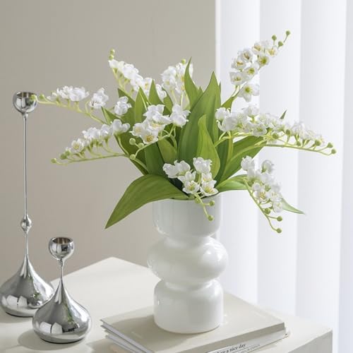 NatureMan 6 Branch Lily of The Valley Artificial Flowers,Simulation Lily of The Valley Silk Flower,Outdoor Bridal Wedding Bouquet for Home Garden Party Wedding Decoration
