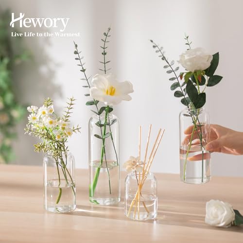 Hewory Glass Bud Vases for Flowers: Set of 20 Modern Small Flower Vases for Centerpieces - Clear Table Decoration for Wedding Party Events Home Decor Floral Arrangement