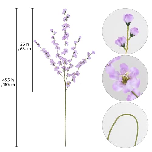 43.3’’ Artificial Delphinium Flowers 5pcs Faux Snapdragon Flowers Fake Silk Flowers with Long Stems for Vase Table Centerpiece Home Wedding Party Garden Decoration(Purple) - color: Purple