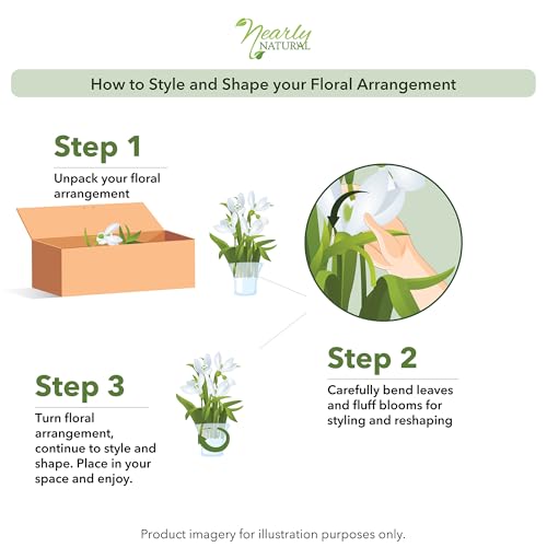 Nearly Natural 4534-WH Magnolia Arrangement with Vase,White
