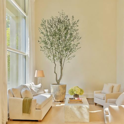 Nafresh Majestic Faux Olive Tree 10ft – Artificial Olive Tree Indoor & Outdoor with Lifelike Leaves & Textured Branches for Living Room, Office, Entryway,Patio