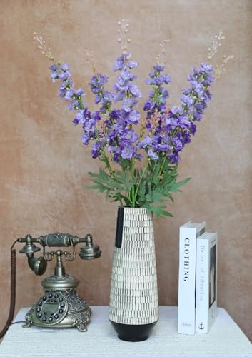 6 PCS Purple Delphinium Artificial Flowers, Long Stem Artificial Flowers with Bendable Stems, Silk Larkspur for Tall Vase Home Garden Wedding Table Decor - color: Purple