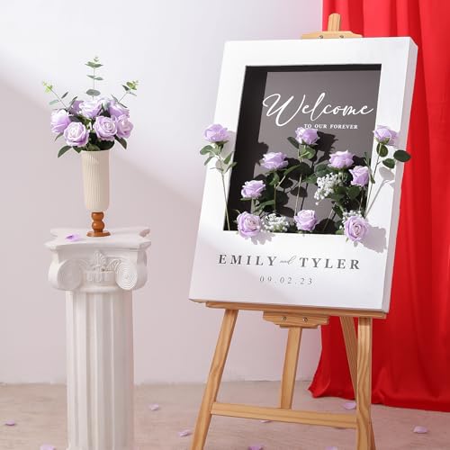 Hawesome 12PCS Artificial Flowers Fake Roses, Realistic Velvet Long Stem Red Roses Bouquet for Wedding Centerpiece Home Decor Party & Valentines (Purple) - color: Purple
