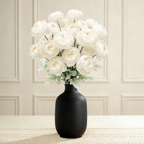Artificial Silk Peony Fake Flowers,6PCS Artificial Faux Peonies Bulbs with 24 Silk Heads for Indoor Outdoor DIY Bouquets Wedding Centerpieces Home Decoration - color: Ivory