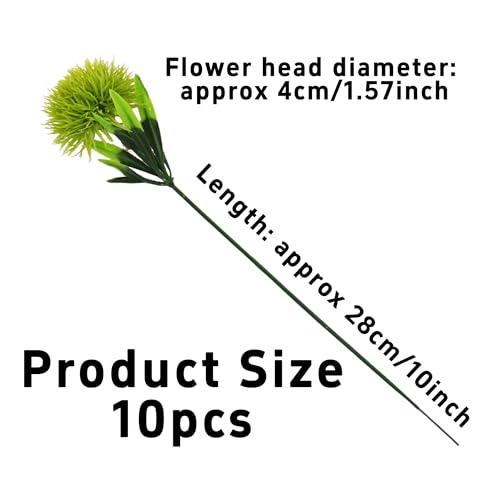 pson 10Pcs 11 Inch Artificial Dandelion Flowers, Faux Plastic Bouquets Shrubs for Home, Wedding, Garden, Party, Indoor/Outdoor Decoration(Green) - color: Green