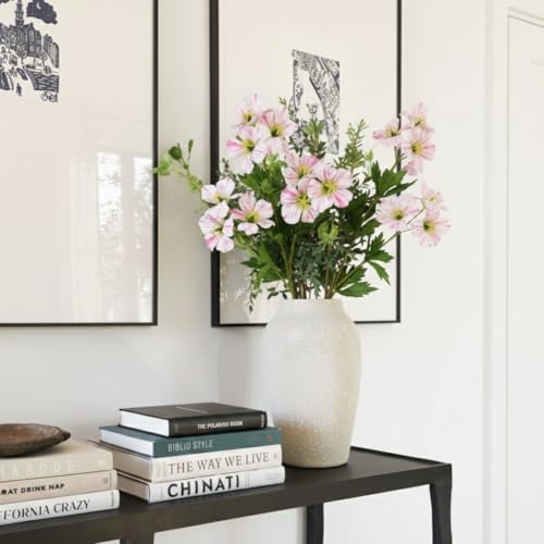 Hollyone 9 Heads Light Pink Artifical Lilies Flowers 5Pcs Faux Stargazer Lily Flowers Plants Bush Arrangement Bouquets Fake Lily Stem Plant for Indoor Home Decor Table Office Party Wedding Decoration - color: Light Pink