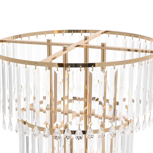 2Pcs 3 Tiers Wedding Centerpieces Vase, 28.34" Tall Wedding Centerpieces Crystal Flower Stand, 3-Tier Crystal Vase with 11.81" Round Base for Party Event Home Decoration (Gold) - color: 3 Tiers+gold+11.81" Round Base
