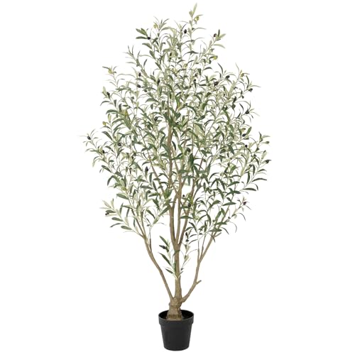 Nafresh Super Full Faux Olive Tree, 6FT Artificial Olive Tree Indoor, Fake Silk Trees with Realistic Leaves and Lifelike Fruits for Indoor Outdoor Living Room Corner Office Bedroom Home Decor - size: 6ft