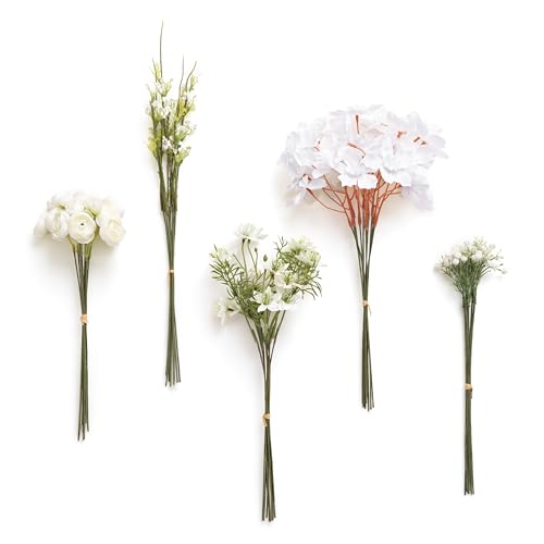 Ling's moment Artificial Greenery Stems Box Set, Faux Greenery Picks for DIY Bridal Bouquets Wedding Floral Arrangement Table Centerpieces, White & Light Green - color: Filler Flower Combo- White & Light Green