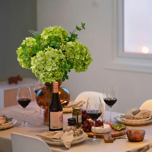 ZYTUYO 3PCS Green Hydrangea Artificial Flowers 25.6" Large Fake Hydrangeas Flowers with Stems Faux Silk Bouquet for Indoor Home Decor Table Wedding Party Floral Outdoor Centerpieces - color: Green