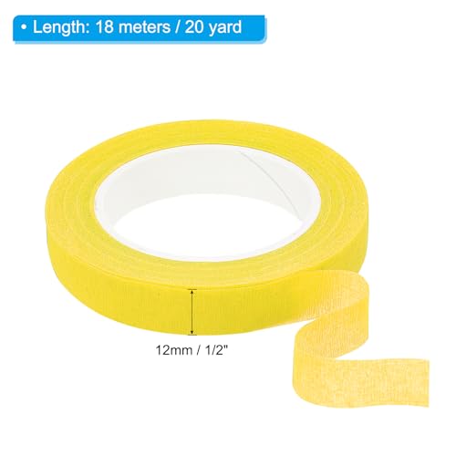 PATIKIL Floral Tape 1/2" x 30 Yard / 12mm x 30m, 2 Pack Flower Wrap Adhesive Tape for Bouquet Stem Wrapping, Yellow - color: Yellow