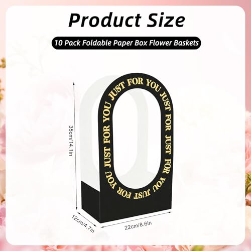 ARPOVIST 10 Pack Flower Arrangement Boxes, Foldable Black Bouquet Box Bags with Handle, Floral Gift Box for Bouquets, Wedding Flower Packaging, Florist Supplies for Birthday Valentine’s Day - color: Black, size: 1 Count (Pack of 10)