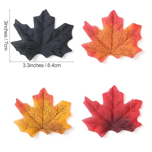 SITUMEIZI 400PC Fake Fall Leaves Autumn Halloween Decor Maple Leaf for Fall Wedding Thanksgiving Halloween Party Decorations 4 Colors - color: Yellow Red Black Purple