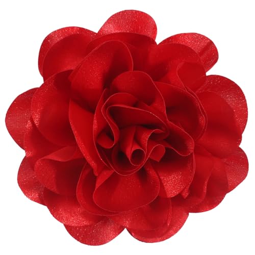 6.3 Inches Red Rose Hair Clip Large Flower Brooches for Women | Elegant Red Flower Rose Brooch Pins for Women Fashion | Charming Floral Lapel Pins & Flowers Brooch Pin Must Have in Dress Accessories - color: Red