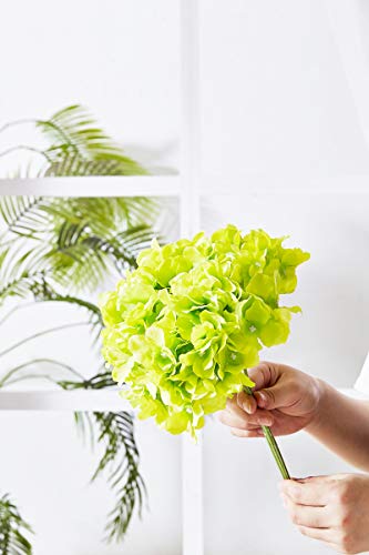 Artificial Hydrangea Flower Heads Hydrangea Silk Flowers Head for Wedding Centerpieces Bouquets DIY Floral Decor Home Decoration,Pack of 10 with Log Stems -Color (Green) - color: 10pcs Green, size: Large