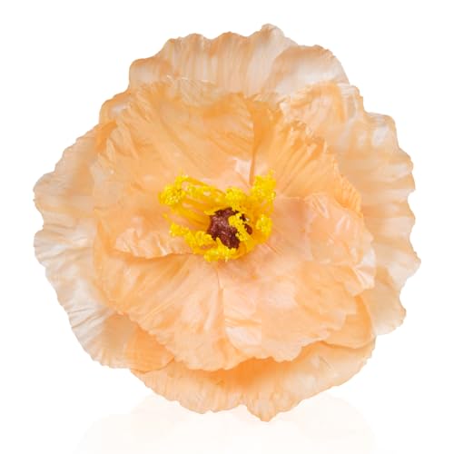 10 Pcs Remembrance Champagne Poppy Artificial Flower Heads 6.7" Large Silk Poppy Heads Fake Flowers for Memorial Day Veterans Day Wedding Home Decoration Bouquet Corsages Party Centerpiece - color: Champagne