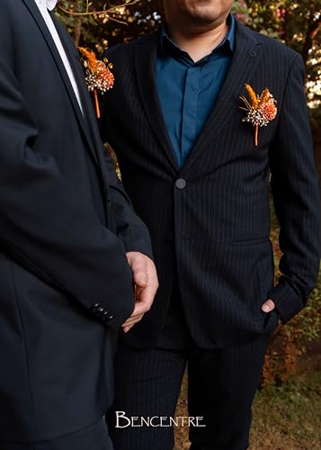 Burnt Orange Boutonniere for Men,Prom boutonnieres,Groom and Groomsmen Boutonniere for Wedding Ceremony Anniversary, French Country Wedding Themes (Set of 6) - color: Burnt Orange 2026, size: set of 6