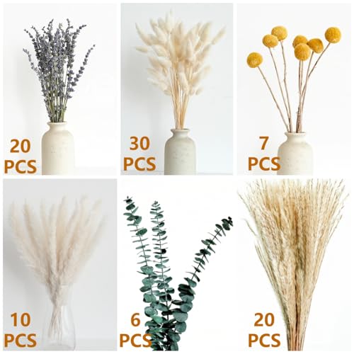 Dried Pampas Grass Bouquet – Boho Pampas Grass Decor for Home, Vase Fillers & Wedding — Natural Dried Flowers, Tall Pampas Grass for Floor Vase, Coastal, Scandinavian & Boho Room Decor (No Vase)
