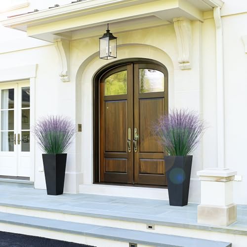 36Pcs Artificial Grass Plants, Faux Shrubs Wheat Grass, Artificial Tall Grass Fake Plants for Outdoor Decor,Artificial Greenery Stems Weed for Room Indoor Home Decor（Green Purple Tail） - color: Green Purple Tail, size: 36Pcs