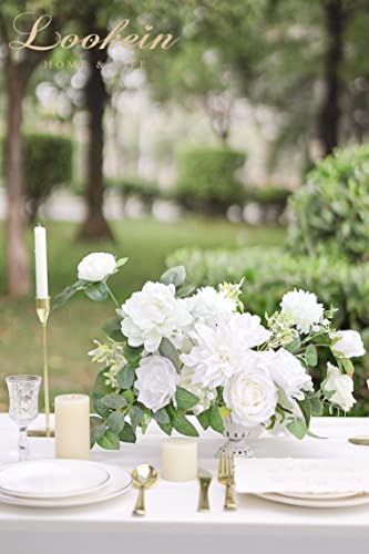 Lookein Artificial Flowers for DIY Wedding Decoration Bridal Bouquet Table Centerpieces Flower Garland Wreaths Aisle Arch Flower Decoration Home Decor, Vibrant Ivory - color: Vibrant Ivory