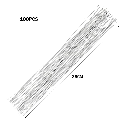 Floral Wire 26 Gauge, 100 Pcs Silver Florist Wire - 14 Inch for Crafts, Bouquet Stem Wrapping, Wreath Making, Flower Arrangement Supplies - color: Silver