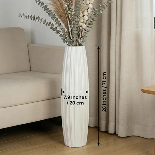 Large Floor Ceramic Tall Vase 28 Inches,White Modern Flower Tall Vases for Office, Home,Farmhouse,Living Room Décor,Simple Origami Design Fall Decorative Porcelain Flower Arrangement Vase Ideal Gift - color: Shape 1, size: 28 inch