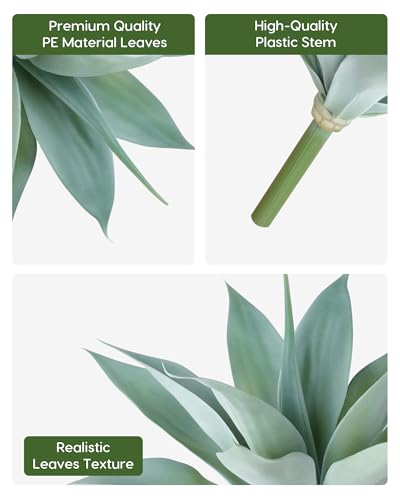 Velener Artificial Outdoor Blue Agave Plant - Small Size UV Resistant Fake Agave Plants for Indoor and Outdoor Decor(14 Inch)-2 Pack - color: Hard-blue