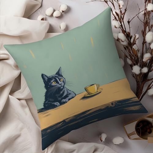 Fokongna Healed Cat Throw Pillow Covers 18 x 18 Home Decor, Art Deco Pillowcase Cushion Cover for Bed Sofa Living Room, Indoor and Outdoor use - color: Healed Cat