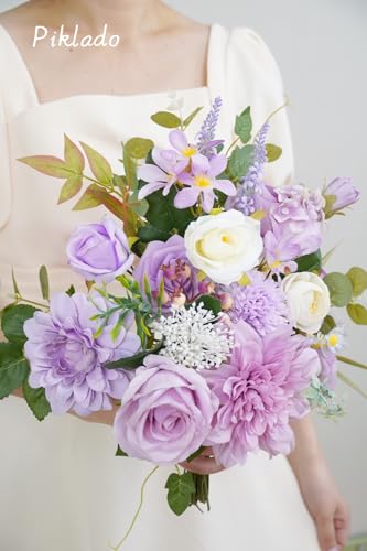 Artificial Flower Combination Box Set Artificial Flower Loose Leaves and Stems DIY Wedding Center Bouquet Bride Wedding Baby Shower（Lavender Lilac） - color: Lavender Lilac
