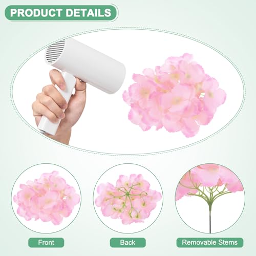 M METERXITY 66-Pack Silk Hydrangea Flowers, Artificial Flowers Heads with 66pcs Stems, Full Hydrangea Flowers for Home Decor/Wedding/Christmas/DIY/Party/Garden [Pink Border Yellow Heart] - color: Pink Yellow